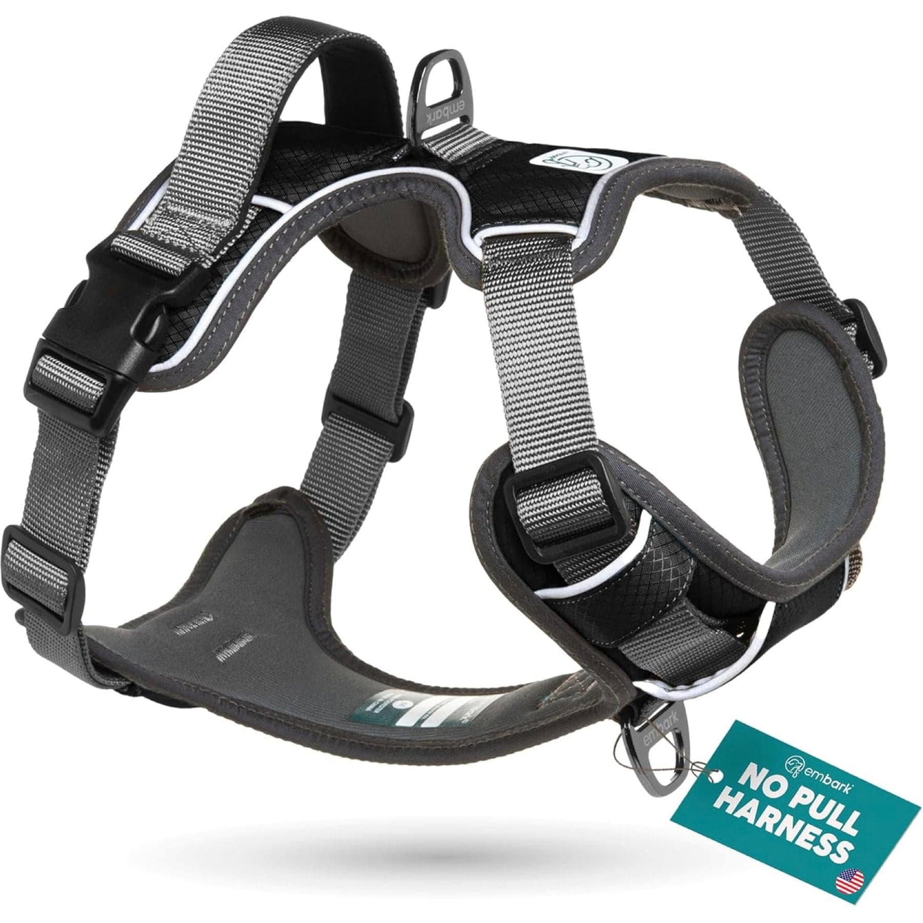 Embark Harness Co. Adventure No Pull Dog Harness, Black, Large