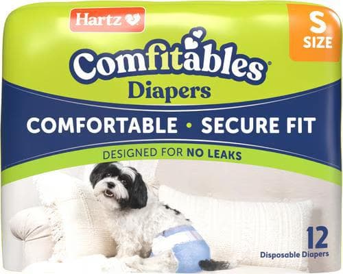 Hartz Comfitables disposable male and female dog diapers, small size, 12-count package
