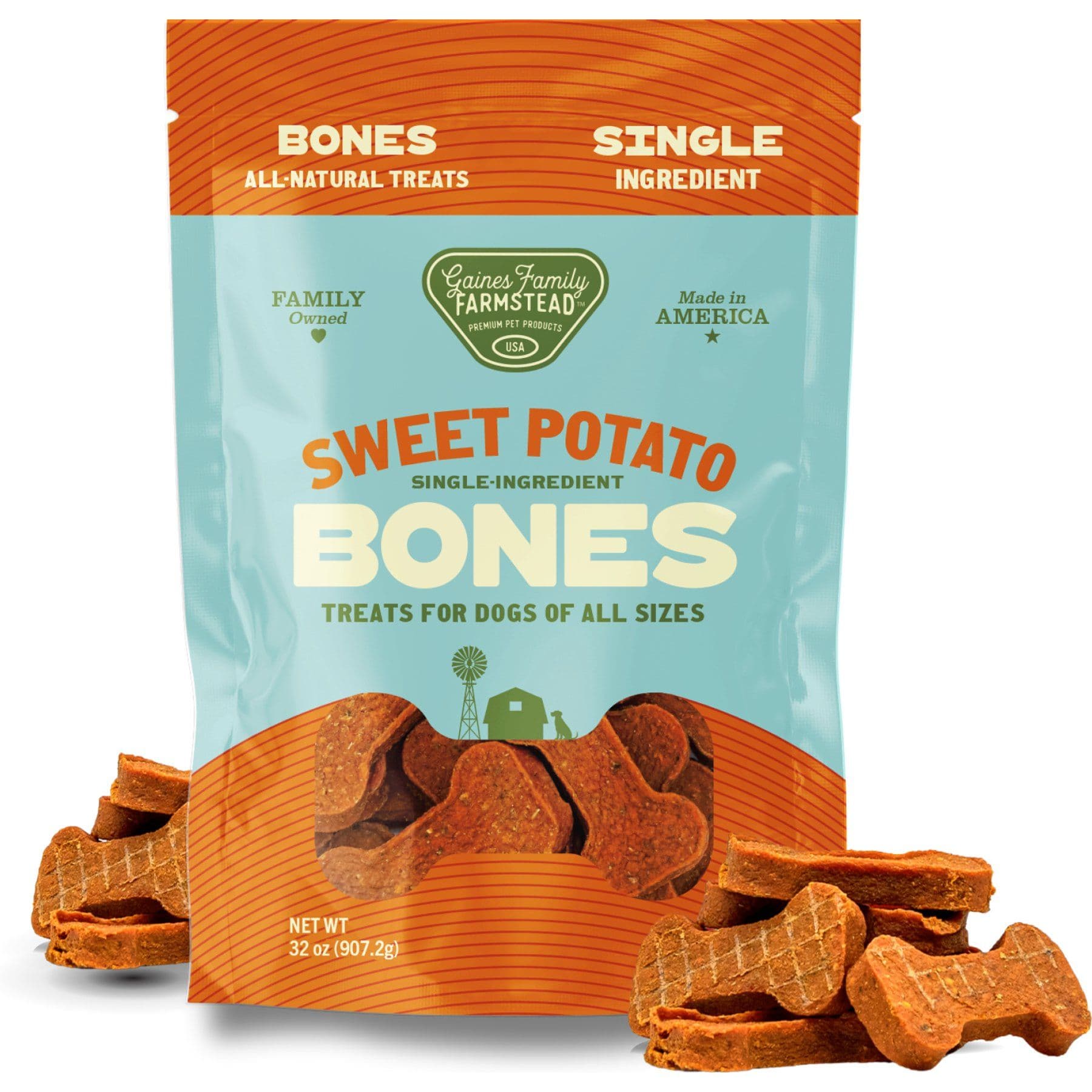 Gaines Family Farmstead Sweet Potato Bones Single Ingredient Dog Chews, 32-oz bag