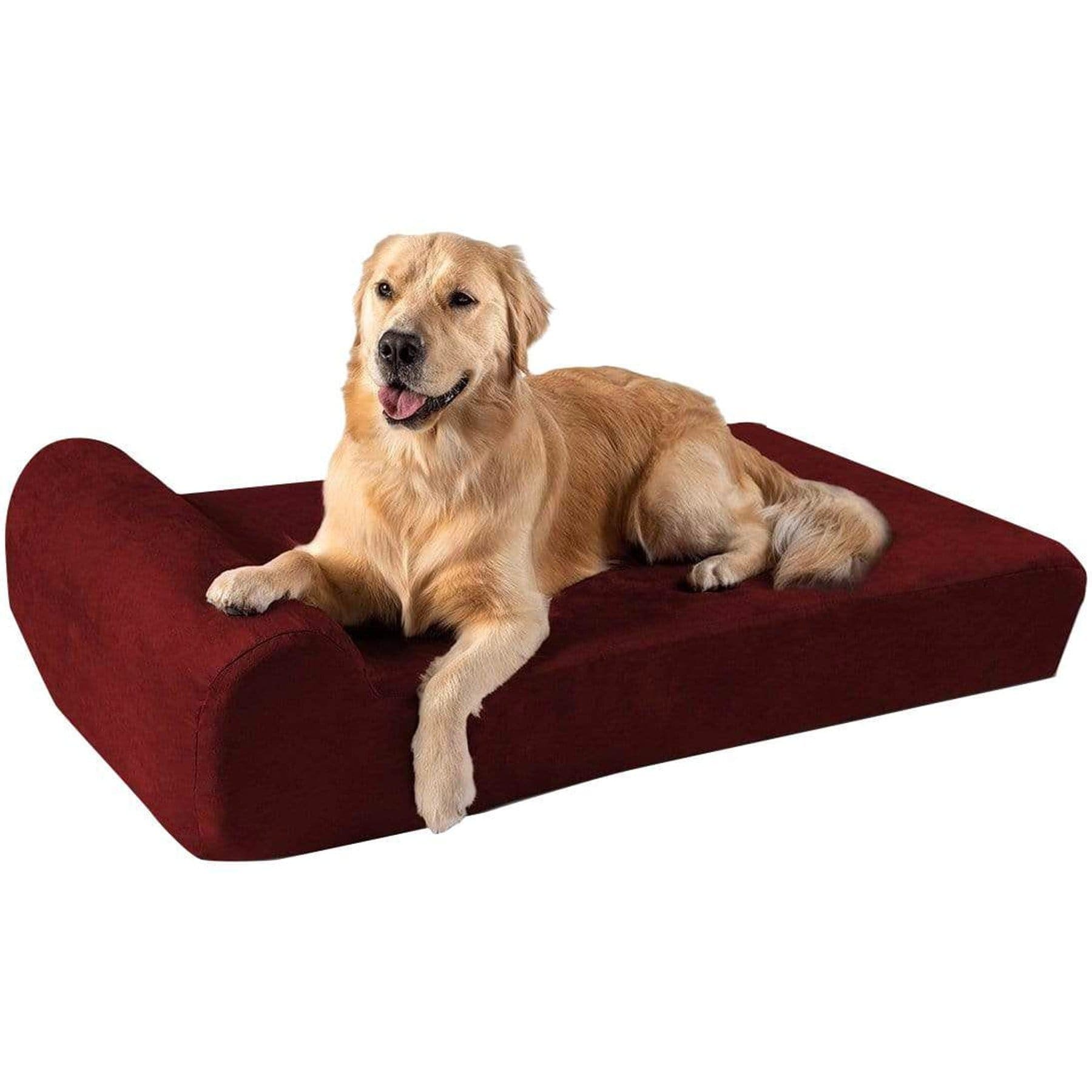 Big Barker Headrest Pillow-Top Orthopedic Dog Bed, Burgundy, Large