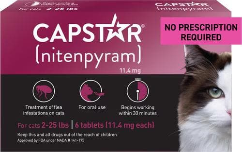 Capstar Flea Oral Treatment for Cats, 2 to 25 lbs, 6 tablets