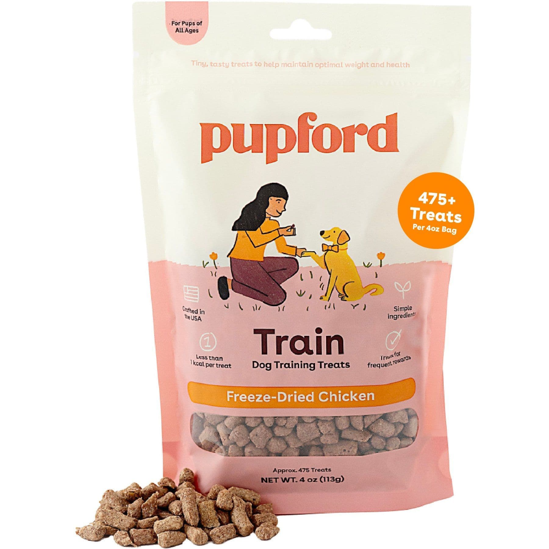 Pupford Train Chicken Natural Freeze-Dried Dog Treats, 4-oz bag product package
