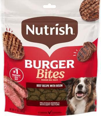 Rachael Ray Nutrish Burger Bites beef burger with bison grain-free dog treats, 12-oz bag