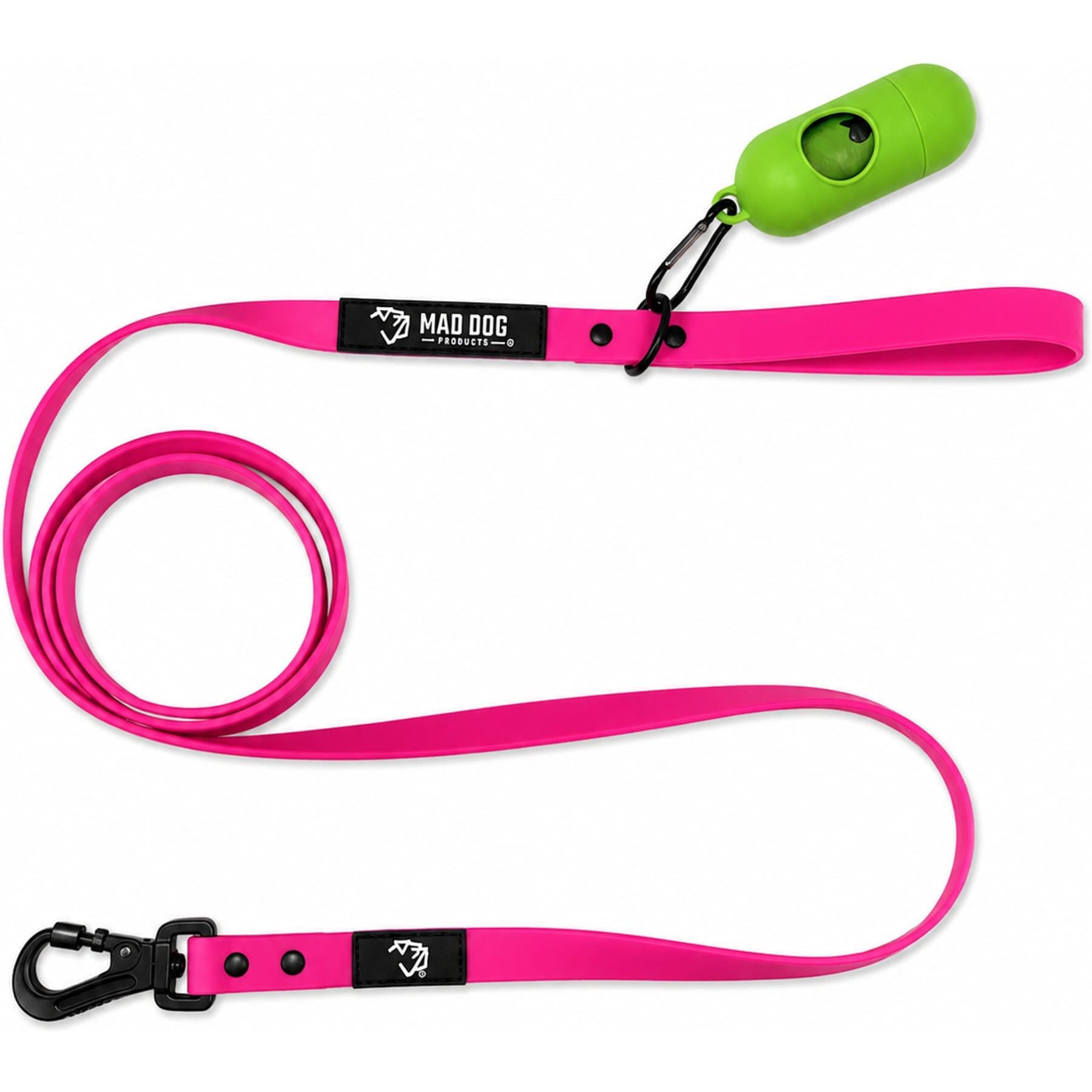 Mad Dog Products Biothane Waterproof Training Dog Leash, 6-ft long, 0.75-in wide, Pink