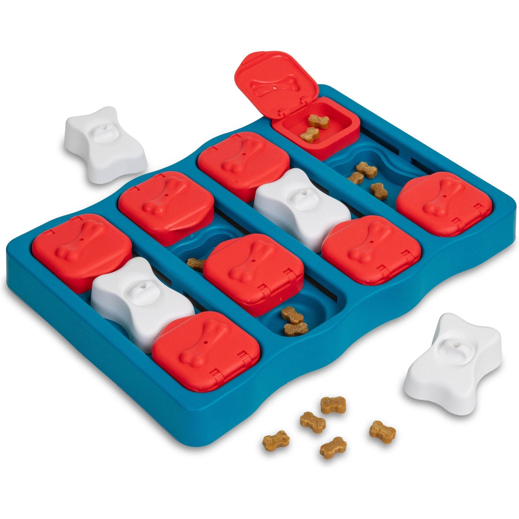 Outward Hound by Nina Ottosson Brick Level 2 Puzzle Game Dog Toy, Blue & Red