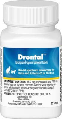 Drontal broad-spectrum dewormer tablets for cats and kittens