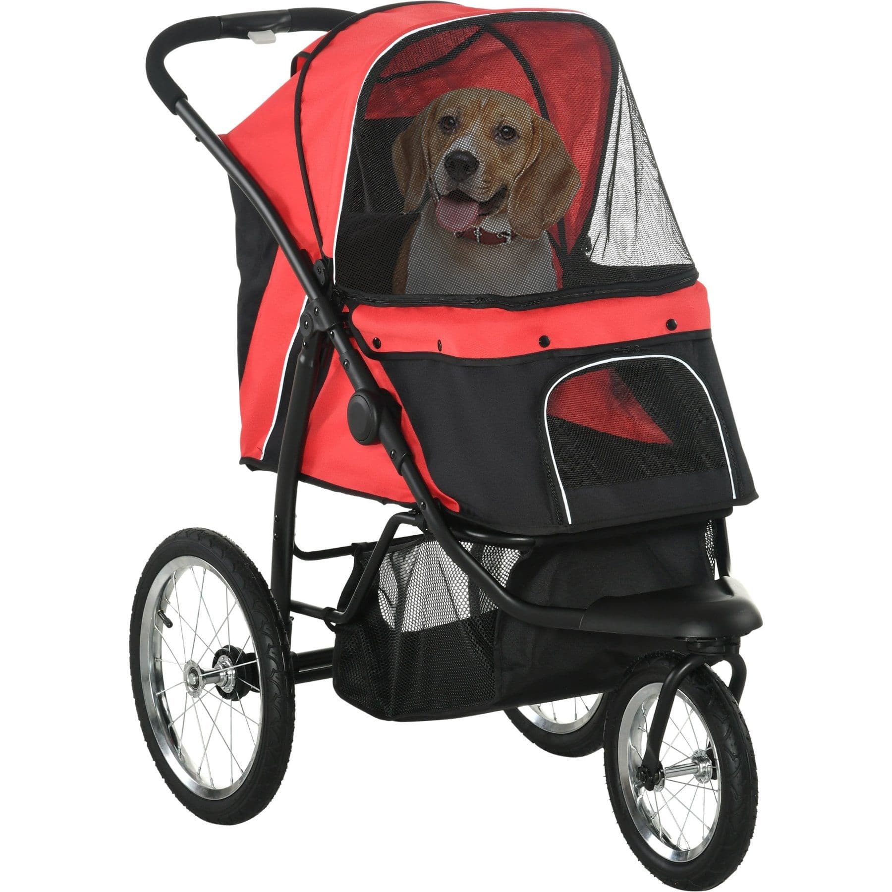 PawHut Small & Medium Dog Stroller, Red