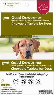 Elanco Quad Dewormer chewable tablets for large breed dogs