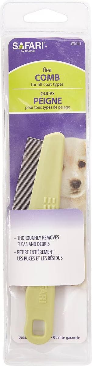 Safari double row flea comb for dogs in packaging