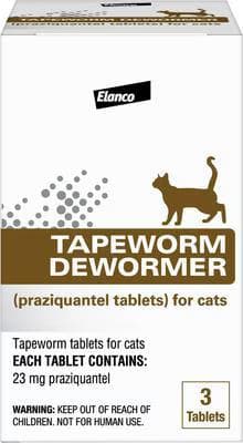 Elanco Tapeworm Dewormer for cats box, 23 mg praziquantel tablets, 3 count