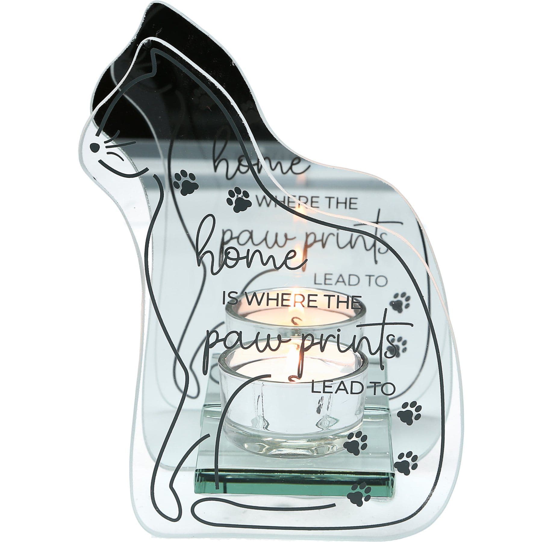 Pavilion Pawprints Candle Holder Memorial Keepsake, Silver