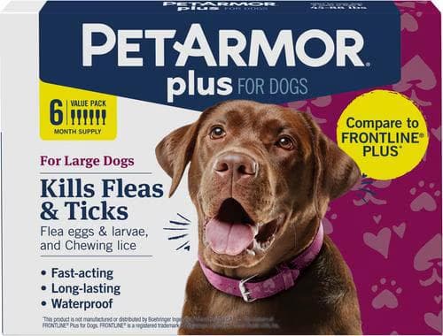 PetArmor Plus flea and tick spot treatment for large dogs 45 to 88 lbs, 6 doses