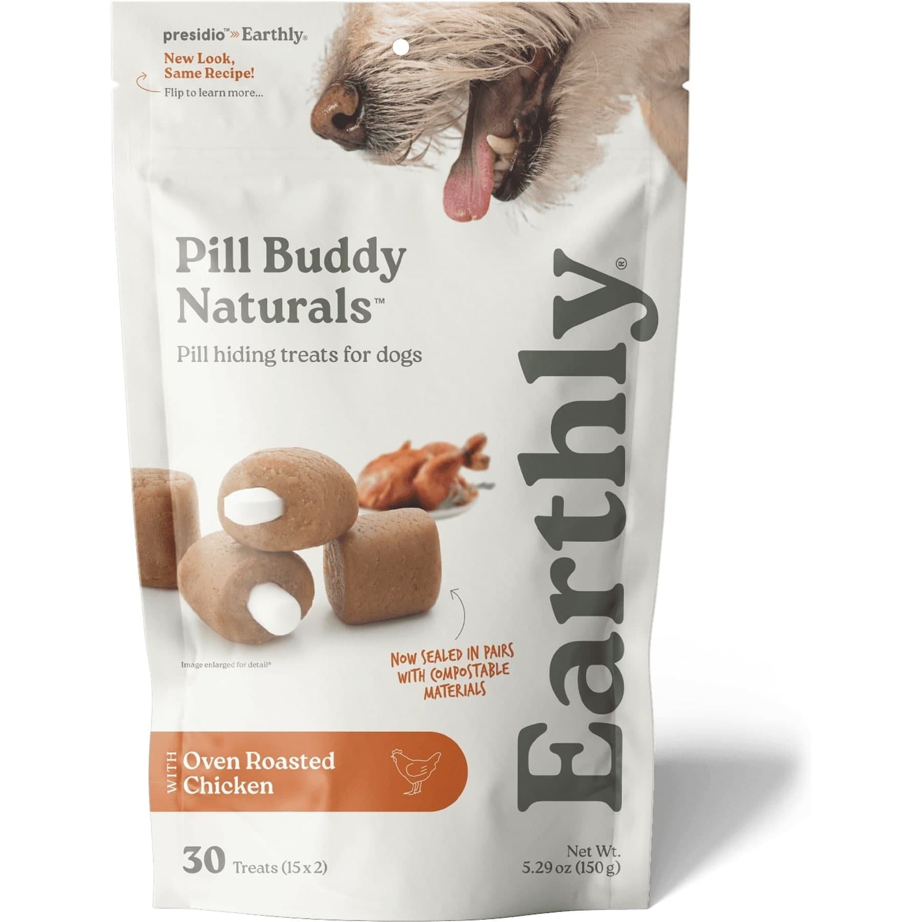 Earthly Pill Buddy Naturals Roasted Chicken Soft & Chewy Dog Treats, 30 count