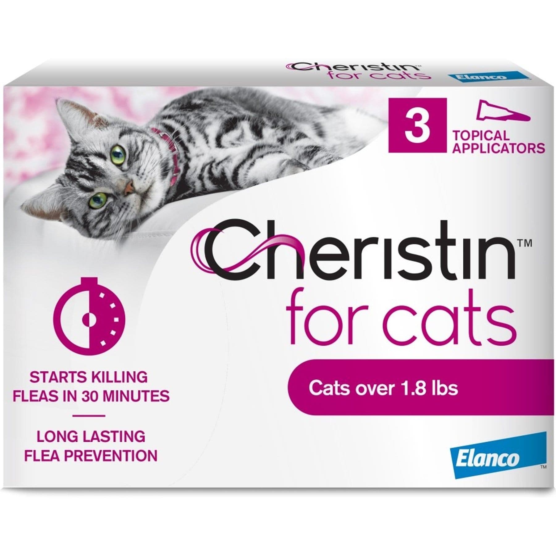 Cheristin Flea Spot Treatment for Cats, over 1.8 lbs, 3 Doses (3-mos. supply)