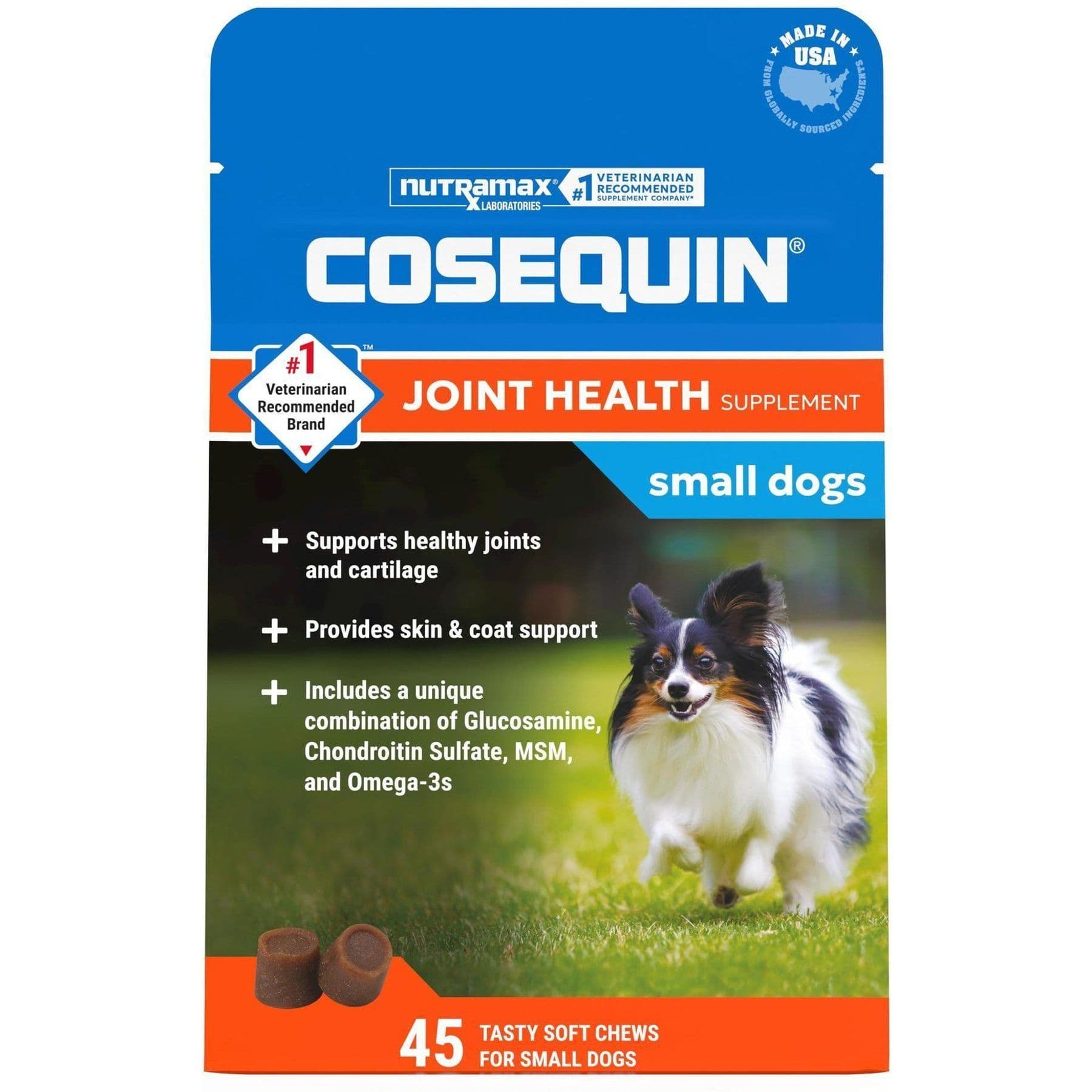 Nutramax Cosequin for Small Dogs Soft Chews, 45 count, bundle of 2 (90 chews total)