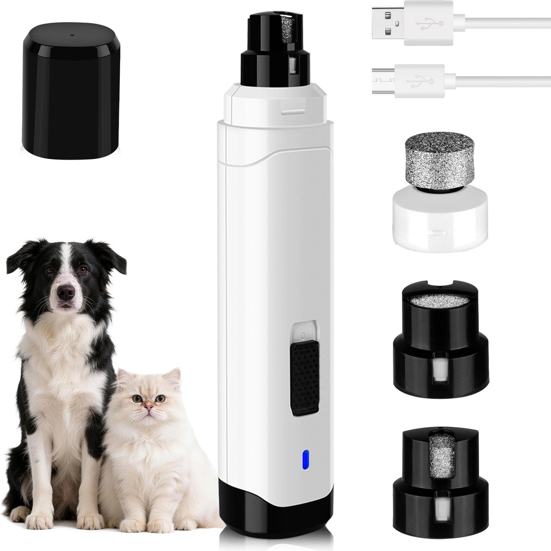 PATPET Steel Grit Dog and Cat Nail Grinder, white
