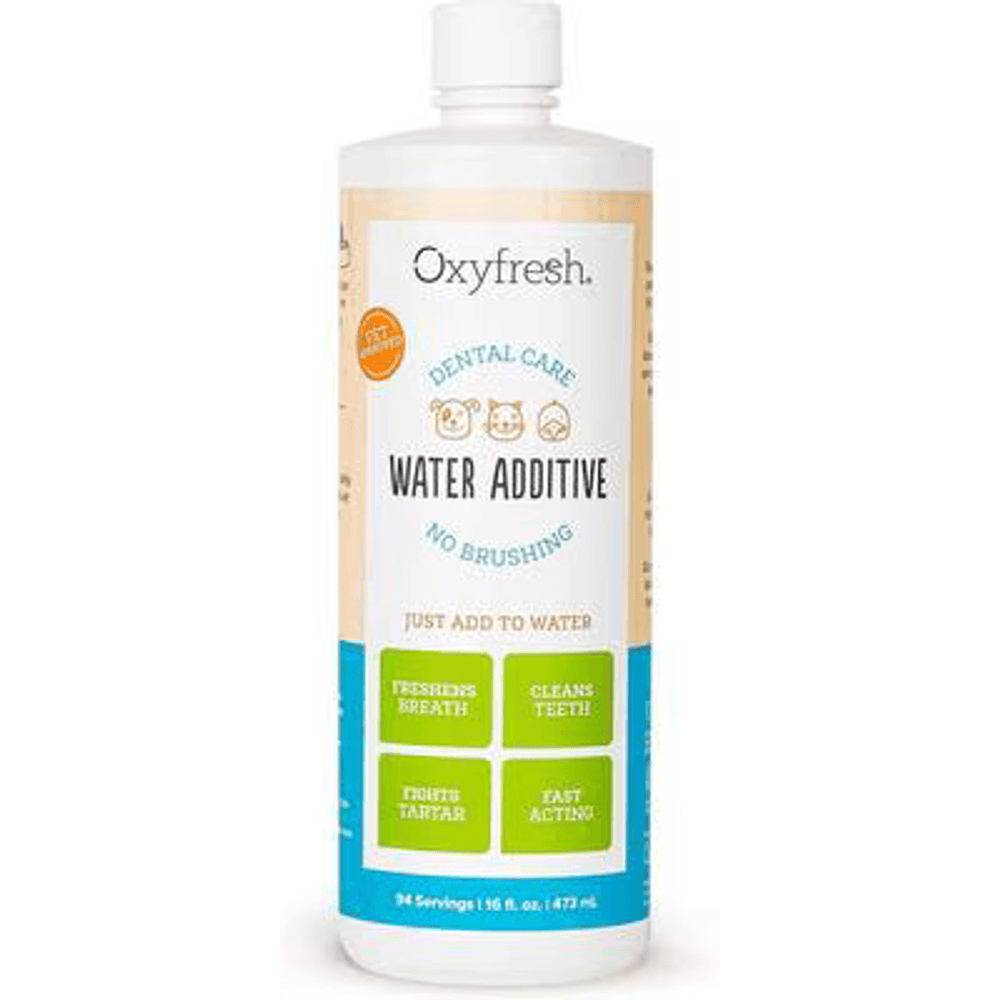 Oxyfresh dental care water additive bottle for cats and dogs, no brushing
