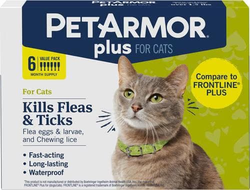 PetArmor Plus flea and tick spot treatment for cats over 1.5 lbs, 6 doses